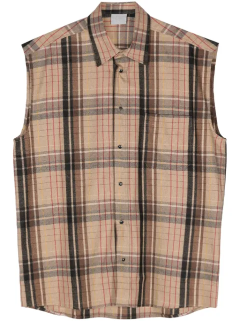 VTMNTS tarta-check flannel sleeveless shirt Neutrals VL20SH260C