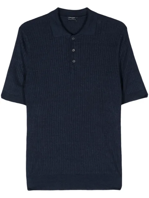 Barba ribbed-knit polo shirt Blue 1864157518