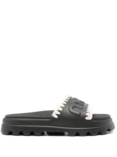 Mou logo-embossed slides Black MUSW661000N