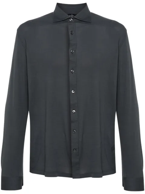 Barba cutaway-collar cotton shirt Grey 8140160582