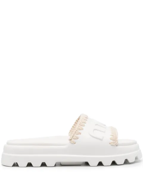 Mou Eva logo-embossed slides White MUSW661000N