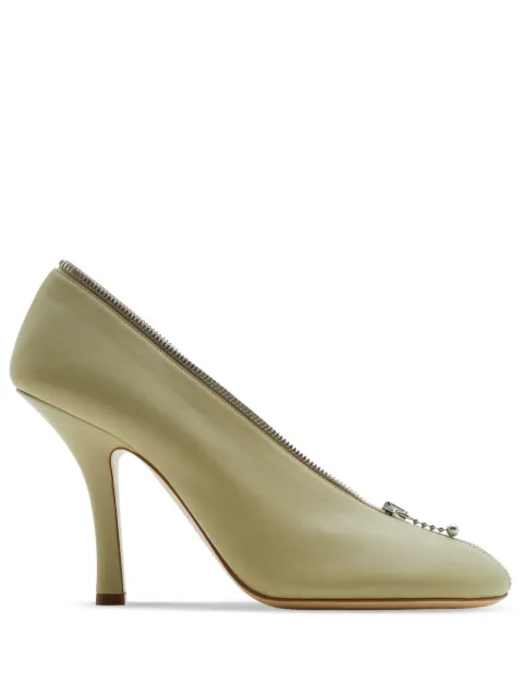 Burberry Baby Zip 100mm leather pumps Green 8086407