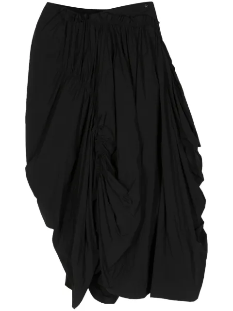 Yohji Yamamoto asymmetric draped midi skirt Black FSS10501