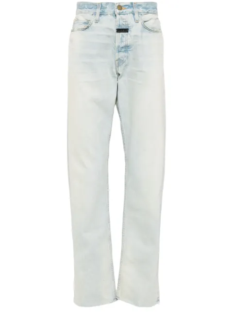 Fear Of God logo-tag mid-rise straight-leg jeans Blue FG840030DNM