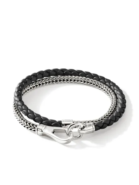 John Hardy sterling silver and leather wrap bracelet Silver BU901254BL