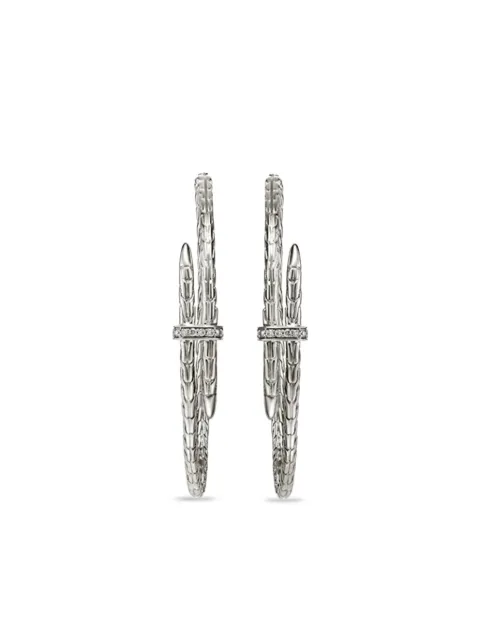 John Hardy sterling silver large Spear diamond hoop earrings Silver EBP9012482DI