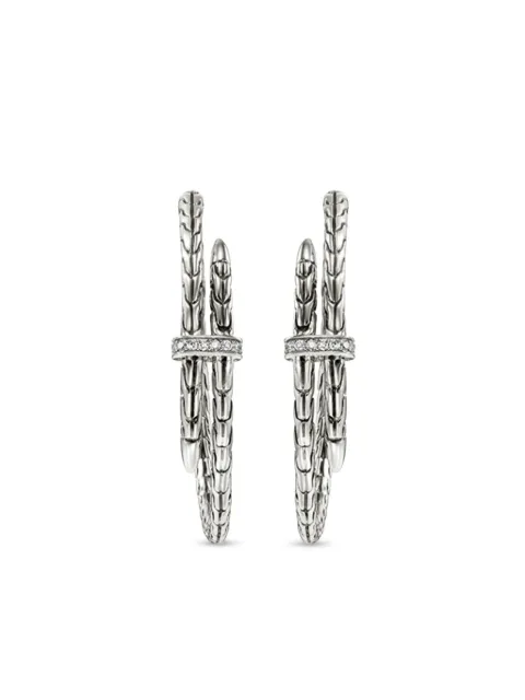 John Hardy sterling silver Spear diamond hoop earrings Silver EBP9012472DI