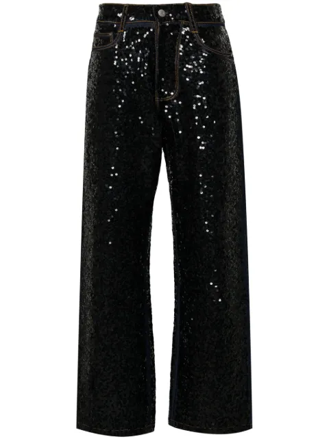 P.A.R.O.S.H. Guff sequin-embellished straight jeans Black GUFFD230726