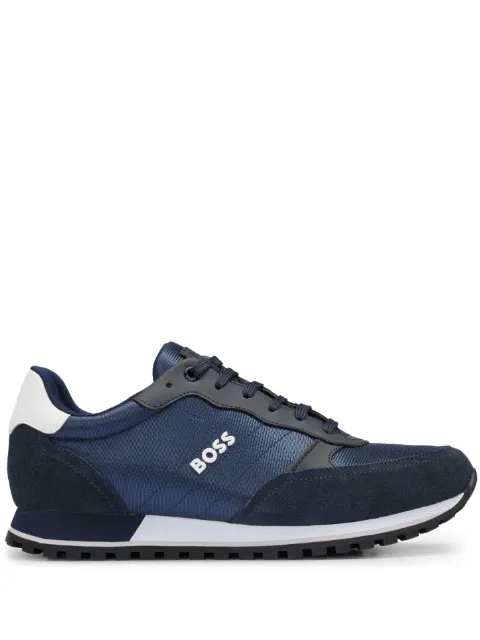 BOSS logo-appliqué panelled sneakers Blue 50498133