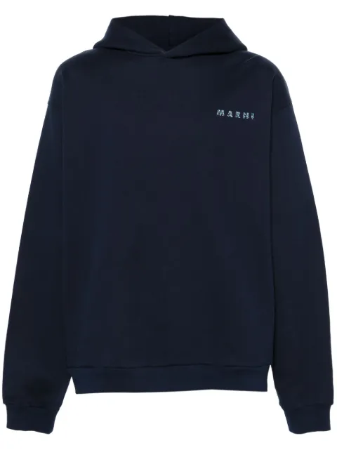 Marni logo-print cotton hoodie Blue FUMU0067PMUSCW22