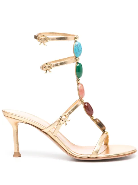 Gianvito Rossi 70mm Shanti leather sandals Gold G3231170RICNPS