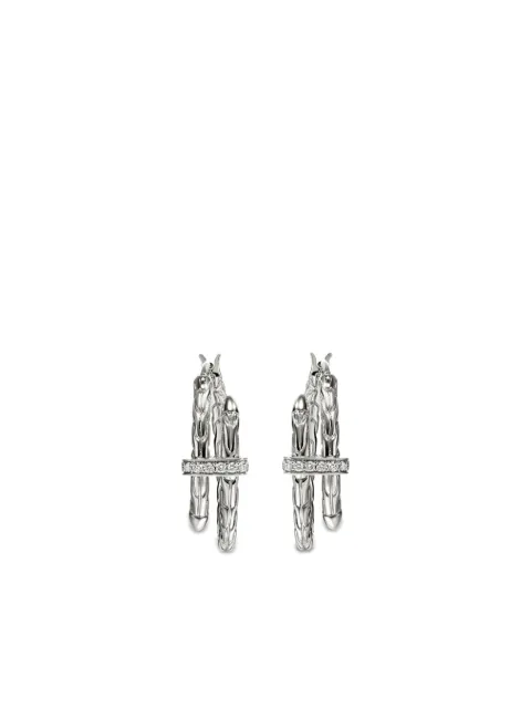 John Hardy sterling silver small Spear diamond hoop earrings Silver EBP986742DI