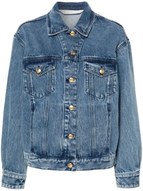 Palm Angels embroidered-panel denim jacket Blue PWYE032F24DEN0024555