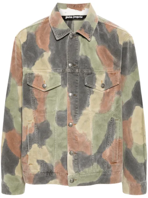 Palm Angels camouflage-pattern denim jacket Green PMYE053F24DEN0035609