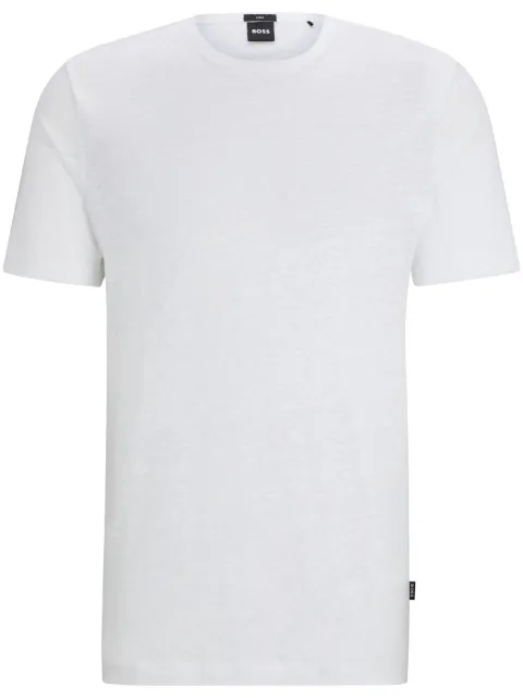 BOSS crew-neck linen T-shirt White 50511612