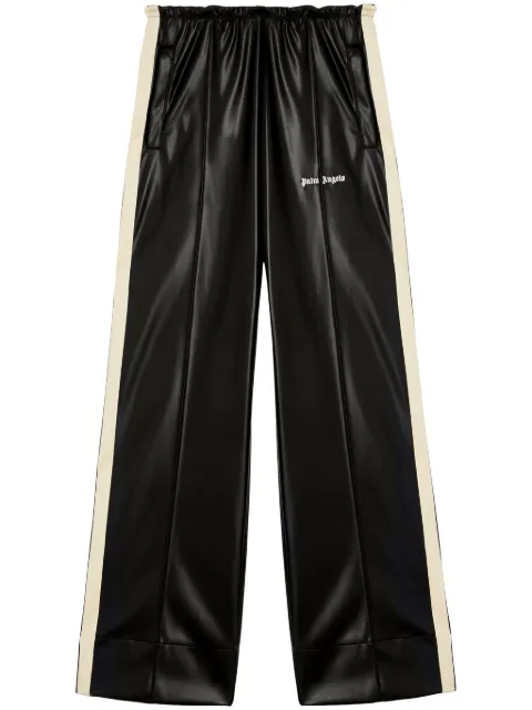 Palm Angels logo-embroidered wide-leg track pants Black PWCJ016F24FAB0021003