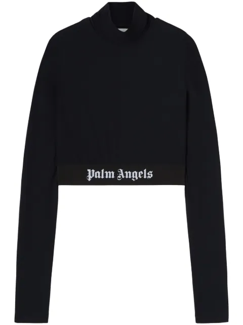 Palm Angels logo-underband mock-neck crop top Black PWVO014C99FAB0021001