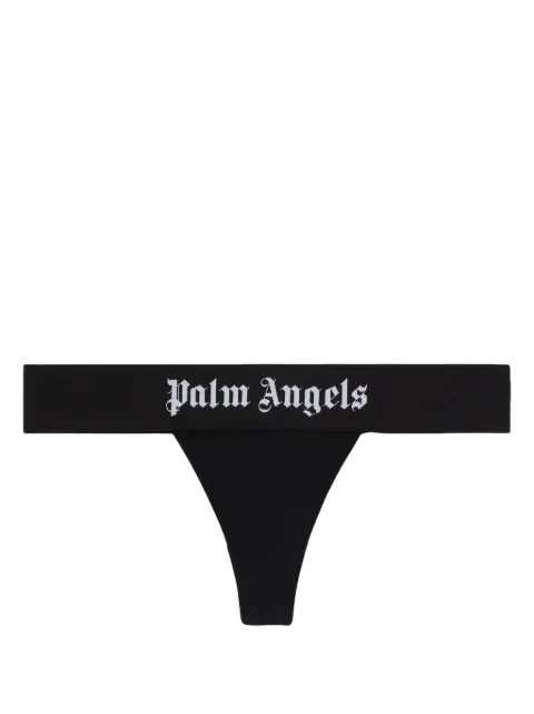 Palm Angels logo-waistband thong Black PWUF001C99FAB0031010