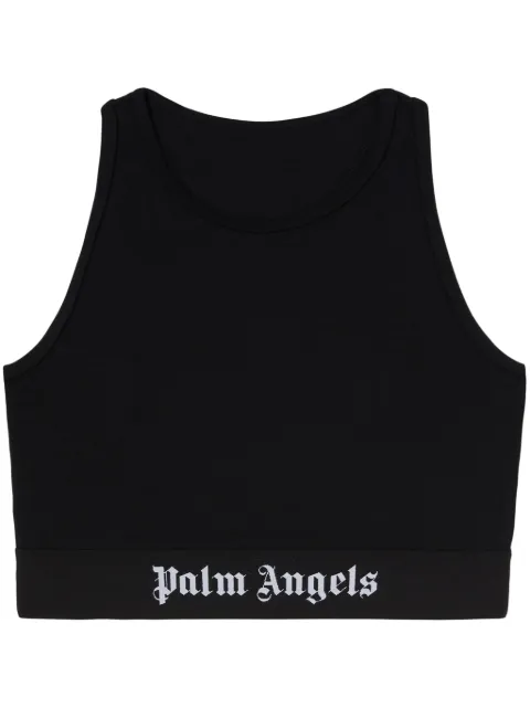 Palm Angels logo-underband crew-neck bra Black PWUE003C99FAB0021010