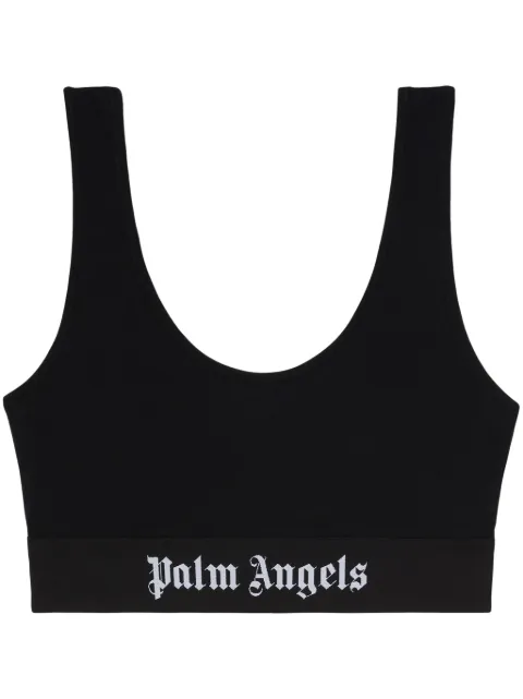 Palm Angels logo-underband scoop-neck bra Black PWUB002C99FAB0031010