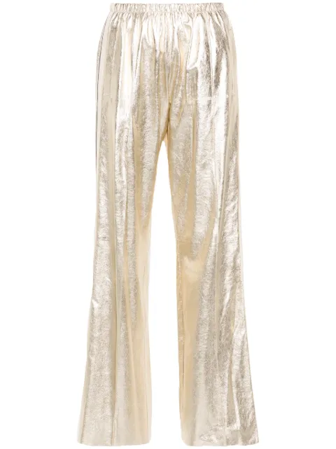Palm Angels side-stripe leather track pants Gold PWJB023F24LEA0018503