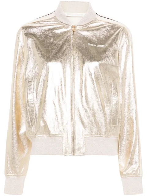Palm Angels leather bomber jacket Gold PWJA033F24LEA0018503