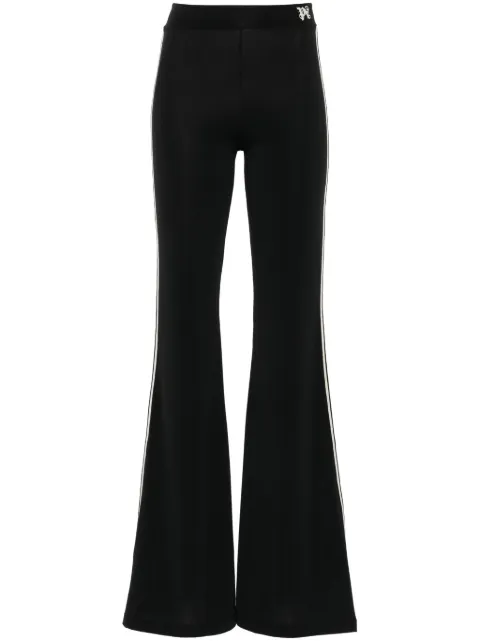Palm Angels monogram-embroidered flared trousers Black PWCA145F24FAB0011003