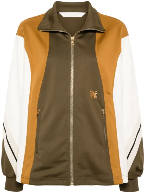 Palm Angels monogram-embroidered colourblock track jacket Brown PWBD053F24FAB0015664