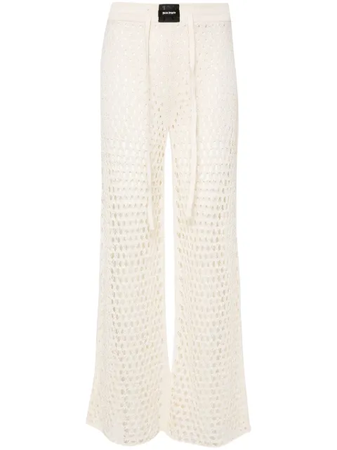 Palm Angels sequin-embellished open-knit trousers Neutrals PWHG033F24KNI0010303