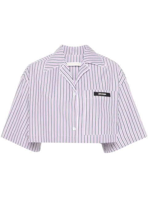 Palm Angels logo-tag cropped striped shirt Purple PWGG003F24FAB0013501