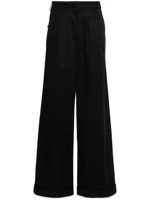 Palm Angels logo-tag pleated straight trousers Black PWCA143F24FAB0021010