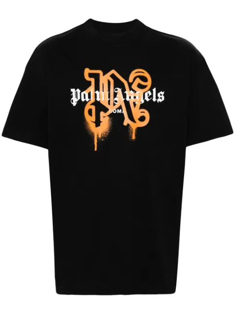 Palm Angels logo-print cotton T-shirt Black PMAA001C99JER0291020