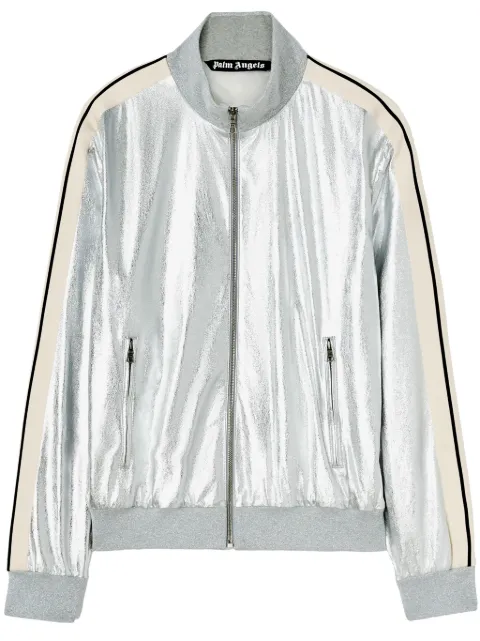 Palm Angels metallic-finish leather jacket Silver PMJA038F24LEA0017203