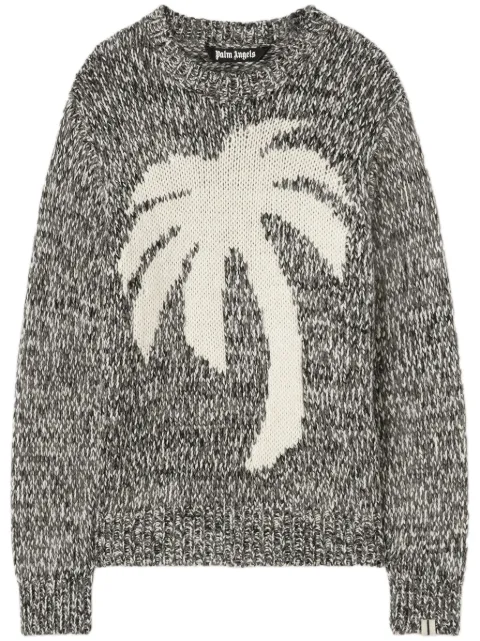 Palm Angels Palm mélange-effect jumper Grey PMHE066F24KNI0010803