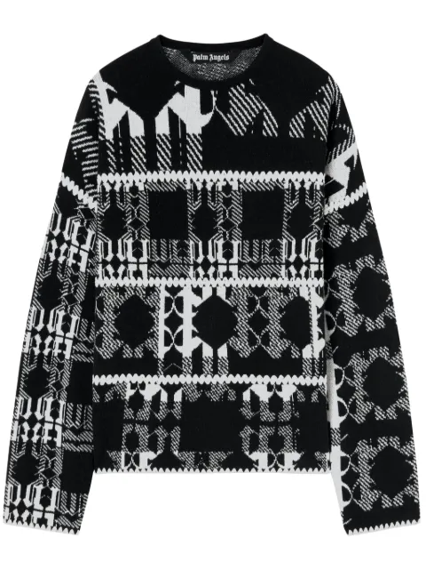 Palm Angels intarsia-knit monogram jumper Black PMHE048F24KNI0011003
