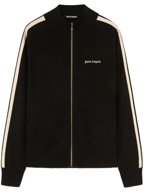 Palm Angels logo-embroidered zip-up jacket Black PMHA028F24KNI0011003