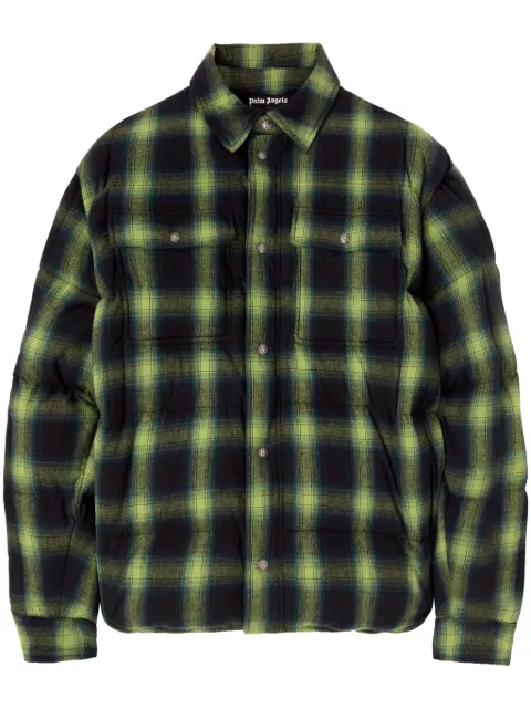 Palm Angels check-pattern padded shirt jacket Green PMED046F24FAB0015503