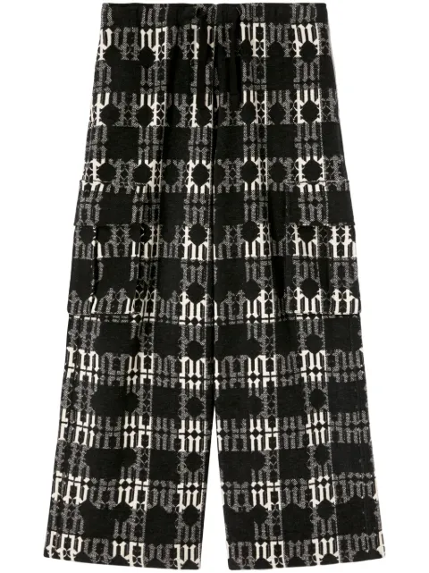Palm Angels monogram-jacquard wide-leg trousers Black PMCA163F24FAB0021001