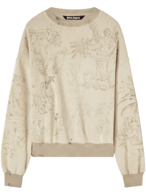 Palm Angels graphic-print cotton sweatshirt Neutrals PMBA053F24FLE0010326