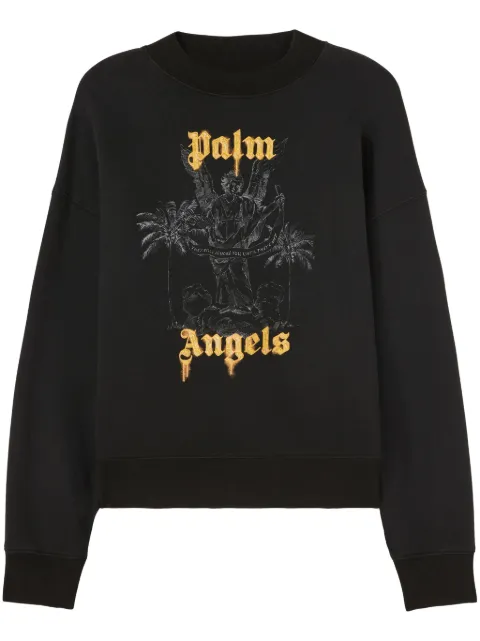 Palm Angels logo-print cotton sweatshirt Black PMBA026F24FLE0061022