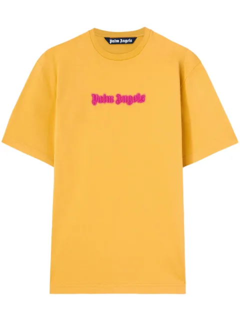 Palm Angels logo-print cotton T-shirt Yellow PMAA089F24JER0061632