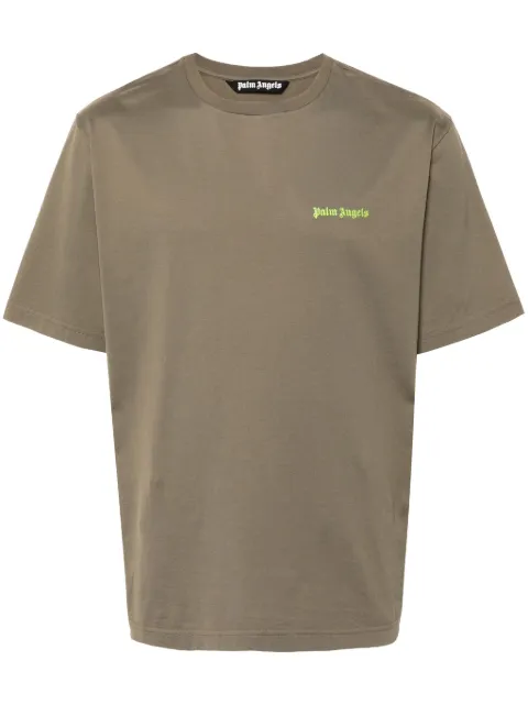 Palm Angels embroidered-logo cotton T-shirt Green PMAA089F24JER0050654