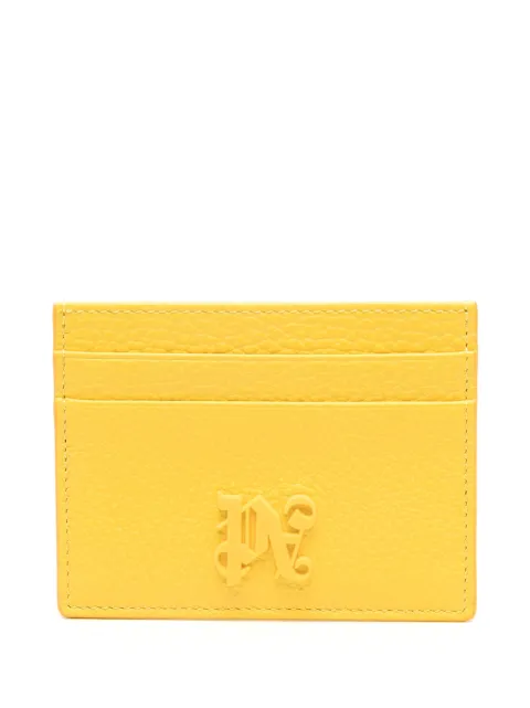 Palm Angels logo-plaque leather cardholder Yellow PMND017F24LEA0011818