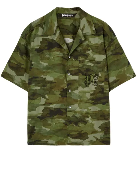 Palm Angels camouflage-print cotton shirt Green PMGG007F24FAB0055610