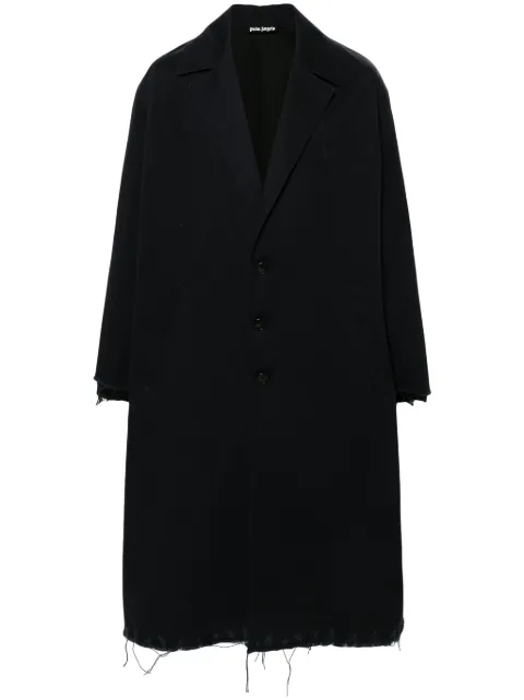 Palm Angels single-breasted twill coat Blue PMER030F24FAB0014646