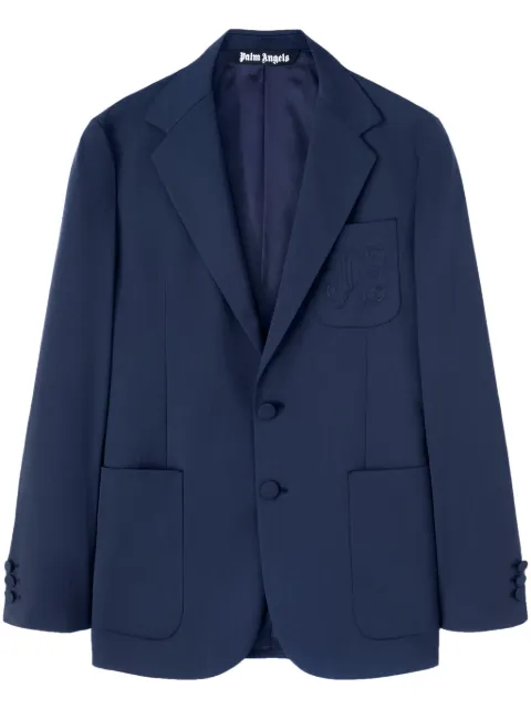 Palm Angels logo-embroidered blazer Blue PMEN044F24FAB0014646