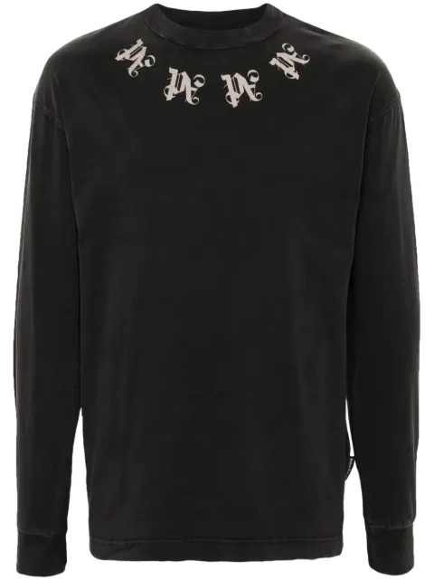 Palm Angels monogram-print cotton T-shirt Grey PMAB002F24JER0011009