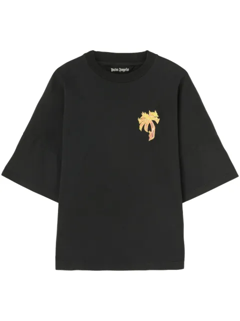 Palm Angels logo-print cotton T-shirt Black PMAA002F24JER0111076