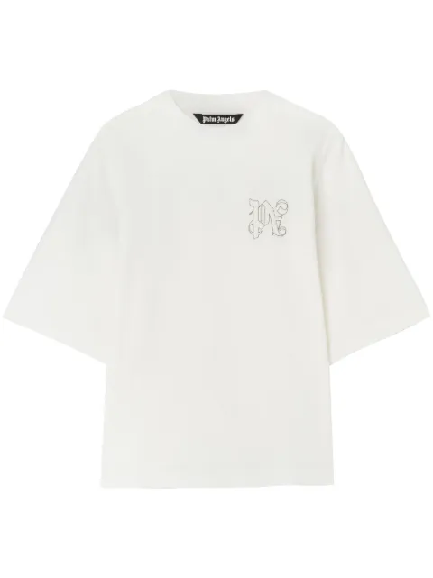 Palm Angels PA Monogram-embroidered T-shirt White PMAA002F24JER0010303