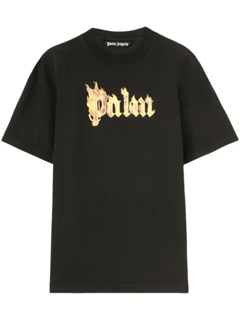Palm Angels logo-print cotton T-shirt Black PMAA001F24JER0091076